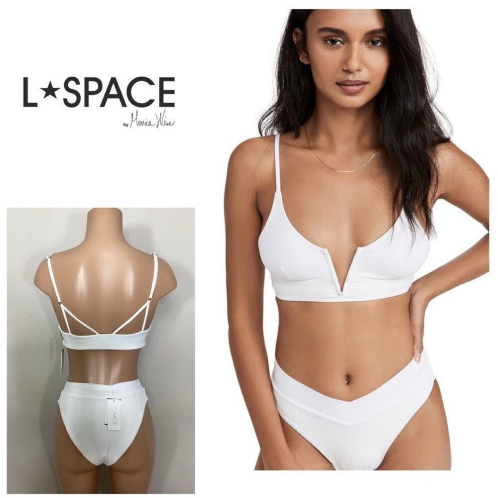 New. L*SPACE white ribbed bitsy bikini. Medium. Retails $209